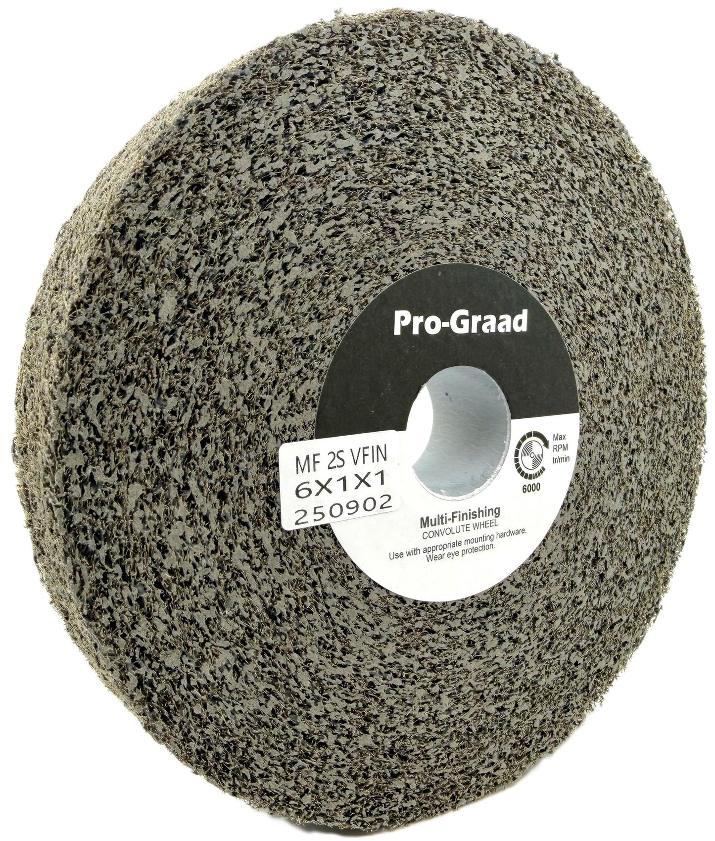 Pro-Graad Multi-Finishing Wheel – 6” x 1” x 1” 2S Very Fine Grit Silicon Carbide - Stainless Steel Finishing Convolute Wheel  – for #4 - #5 Finish - 1 Pack