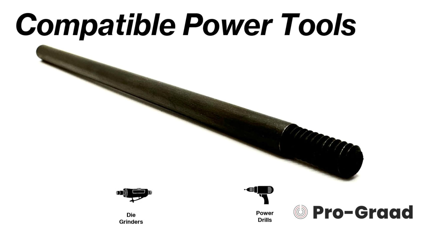Pro-Graad EM-1410 10” Extension Shank for Quick Change Disc Pad Holders & Bore Polishers, 1/4" Shank Mandrel x 10" Overall Length, 1/4"-20 Thread Size, Compatible with Roll Lock, TR, TS Holders
