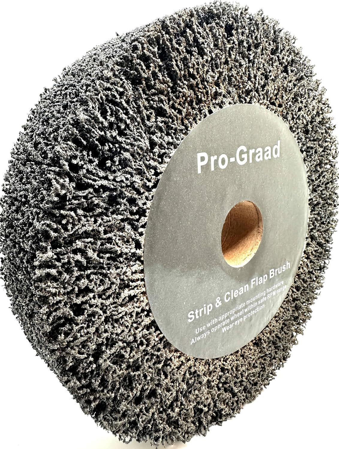 Pro-Graad 8” x 2” Black 40 Grit Extra Coarse Non-Woven Bench Grinder Strip & Clean Flap Brush Wheel, Metal Graining, Stripping, Rust & Paint Removal, Compatible for 1/2”, 5/8”, 3/4", 1", 1-1/4" Arbor