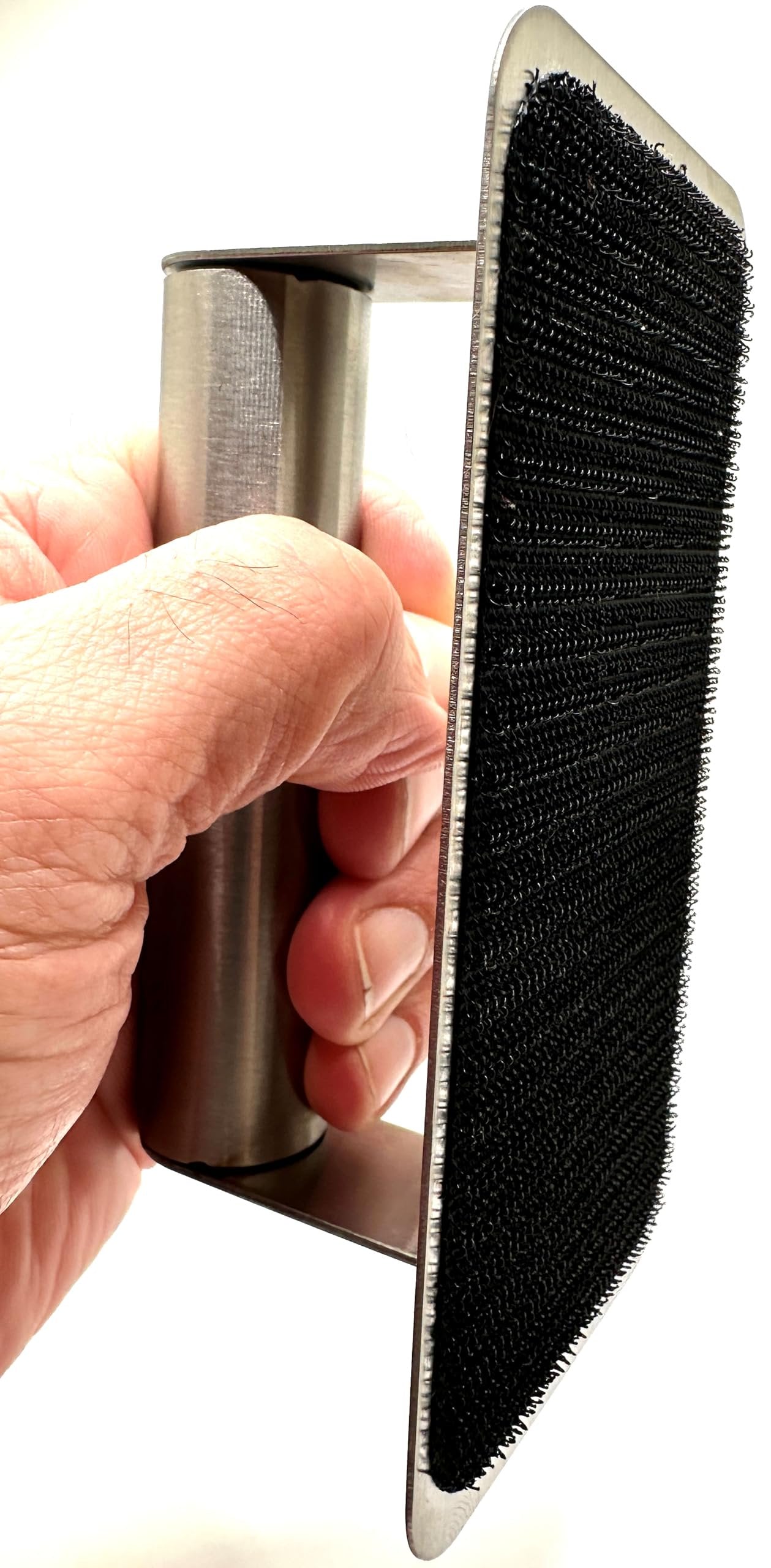 Pro-Graad 961 Heavy Duty Stainless Steel Pad Holder for use with 3-1/2” x 6” Non-Woven Scouring & Cleaning, Griddle Pads, Stainless Steel Handle, Hook and Loop Pad Holder, Pack of 1