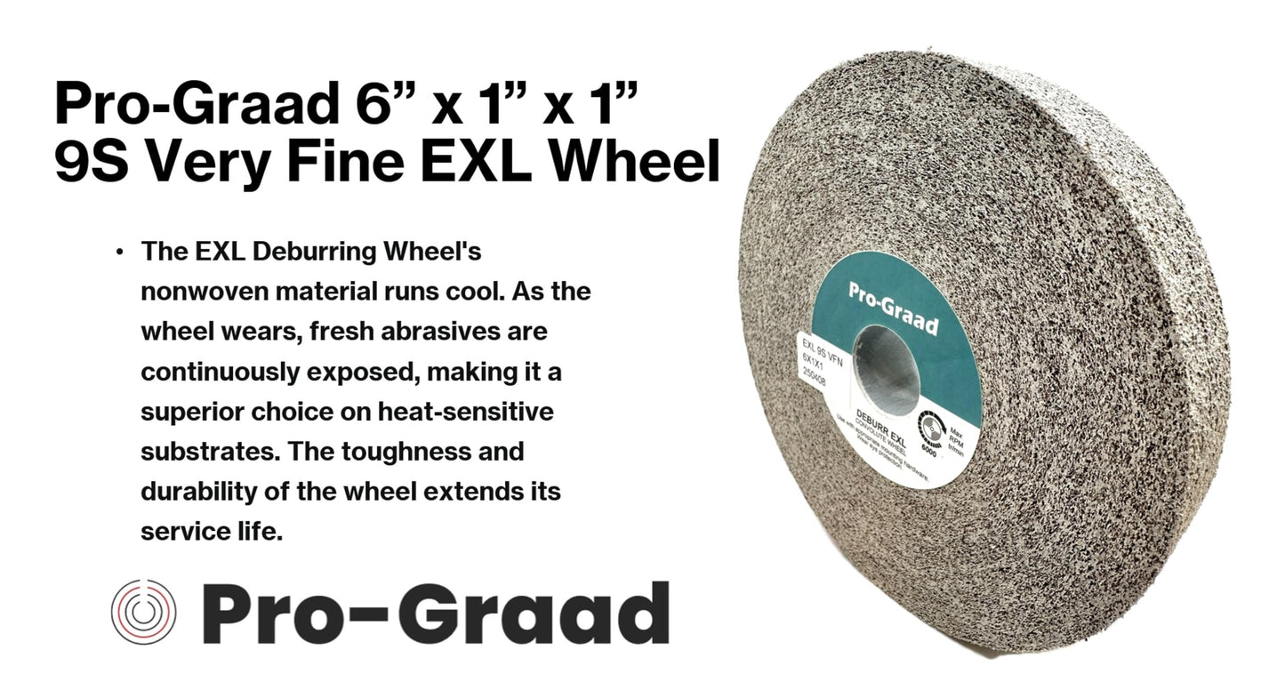Pro-Graad EXL Deburring Wheel - 6" x 1" x 1" 9S Very Fine (400) Grit - Silicon Carbide - Metal Deburring, Finishing and Polishing Wheel - Convolute - (1 Pack)
