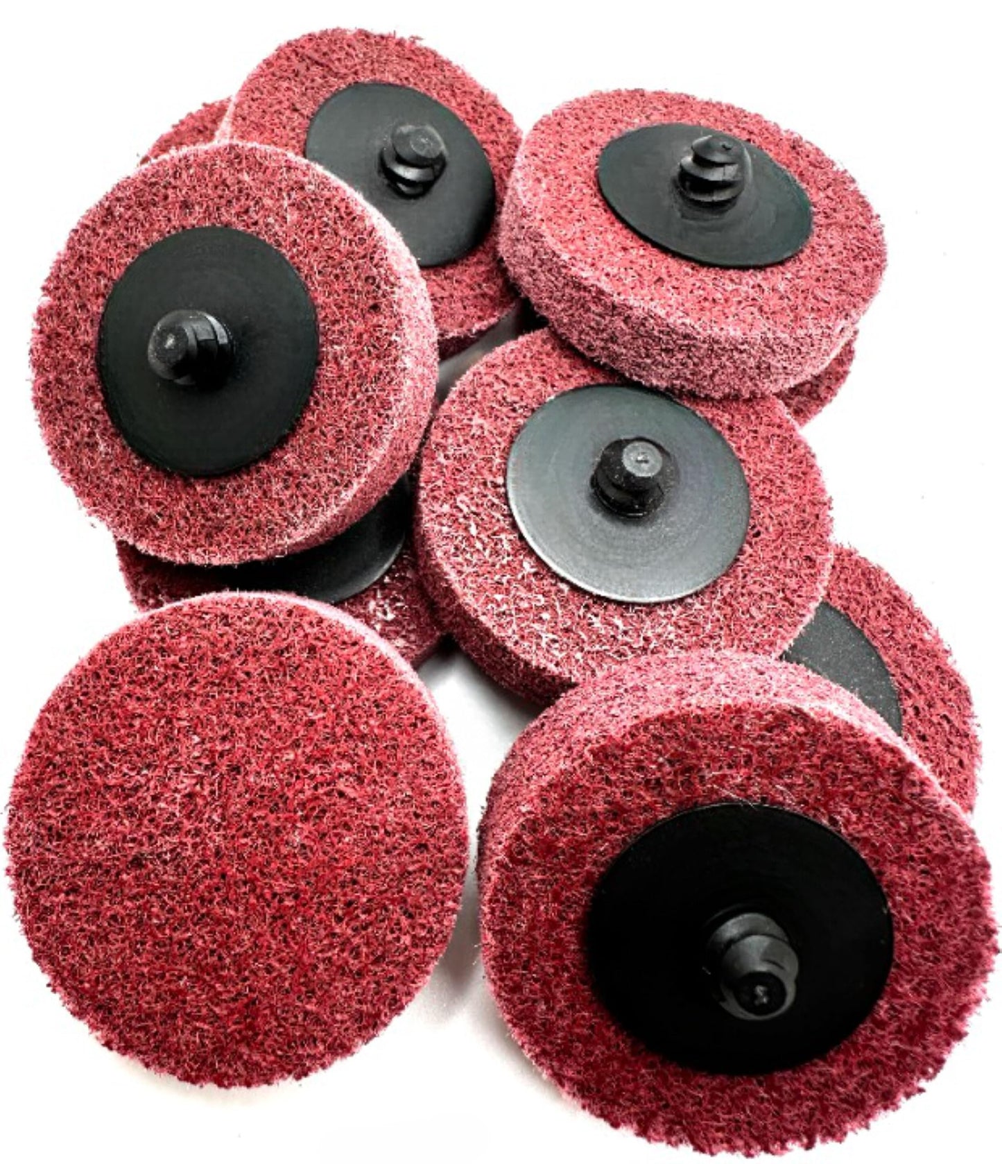 Pro-Graad 2" Quick Change Non-Woven Surface Preparation Discs for Deburring, Blending, Cleaning, Finishing, Polishing | Male R-Type Backing | Die Grinder Discs | (10 Pack) | (Red - Fine)