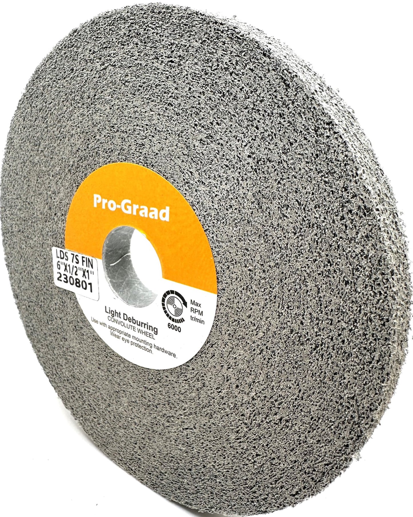 Pro-Graad Light Deburring Wheel - 6" x 1/2" x 1" 7S Fine Grit - Silicon Carbide – Light Deburring, Finishing and Polishing Wheel – 01662 - Convolute - (1 Pack)
