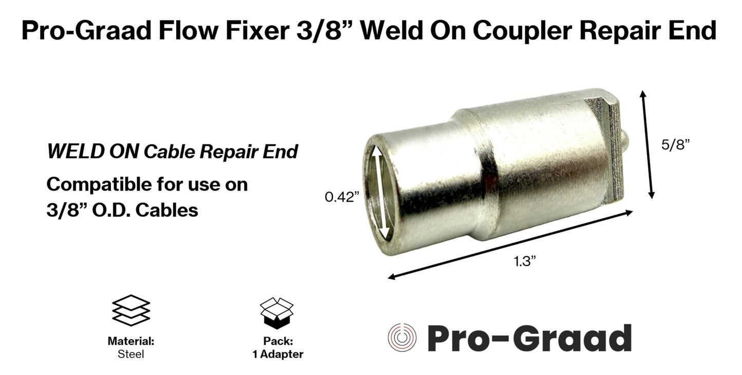 Pro-Graad Flow Fixer 3/8” WELD-ON Drain Cable Repair End Coupler Connector – Compatible with K-380 & K-400 Drain Cleaning Machines, Compatible Fit Ridgid 3/8" Cables, WELD ON CABLE END REPAIR