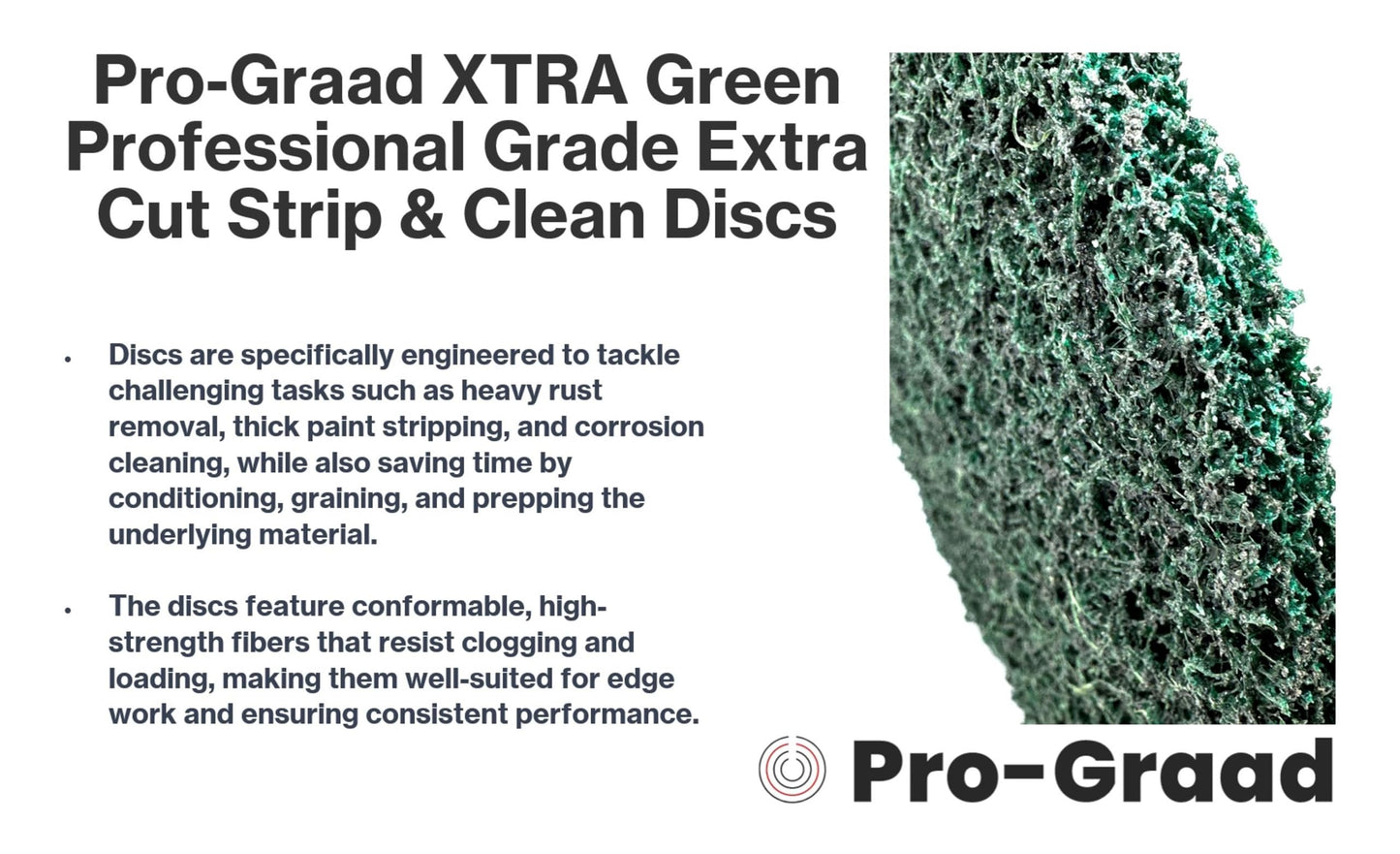 Pro-Graad 2 Pack 6” x 1/2” x 1/2" Clean & Strip XT Pro Extra Cut Disc, Extra Coarse Aluminum Oxide, Remove Heavy Rust Paint Coating Corrosion, Green, 21664