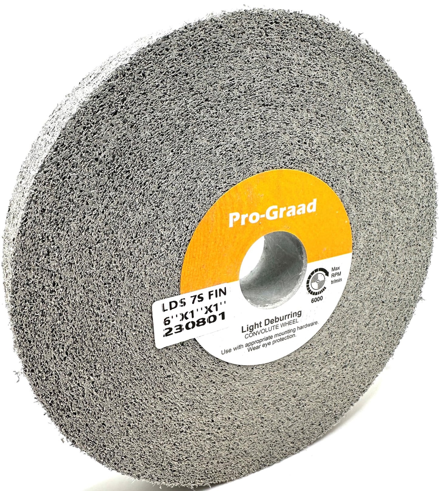 Pro-Graad Light Deburring Wheel - 6" x 1" x 1" 7S Fine Grit - Silicon Carbide – Light Deburring, Finishing and Polishing Wheel – 01661 - Convolute - (1 Pack)