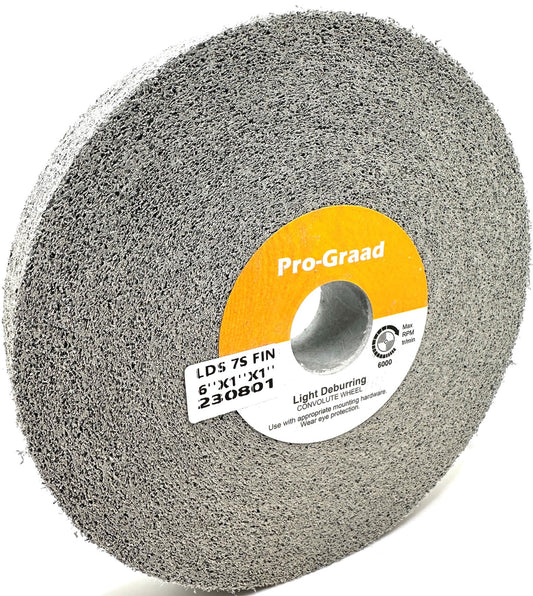 Pro-Graad Light Deburring Wheel - 6" x 1" x 1" 7S Fine Grit - Silicon Carbide – Light Deburring, Finishing and Polishing Wheel – 01661 - Convolute - (1 Pack)