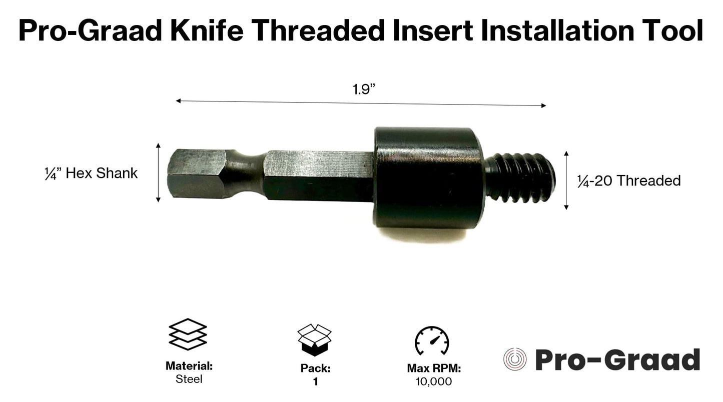Pro-Graad DT-4 1/4-20 Threaded Insert Driver, Knife Threaded Insert Installation Drive Tool, Compatible for use with 1/4-20 Internal Threaded Brass, Stainless & Steel Knife Thread Inserts for Hardwood