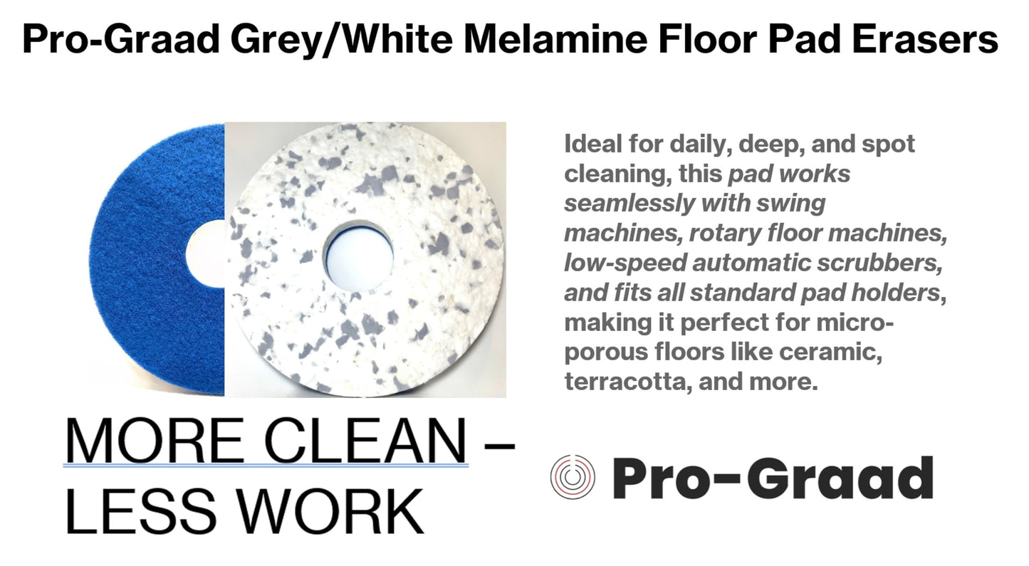 Pro-Graad 20” 505mm Grey/White Melamine Eraser Floor Pad, 73999, 5 Pack