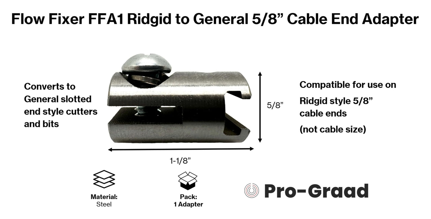 Auger Adapter FFA1 - Compatible With Rigid to General Drain Cleaner, Converts K40 K50 K375 K380 K400 K3800 5/8" Cable End (Not Cable Size) to fit General Slotted End Cable Drain Cleaners