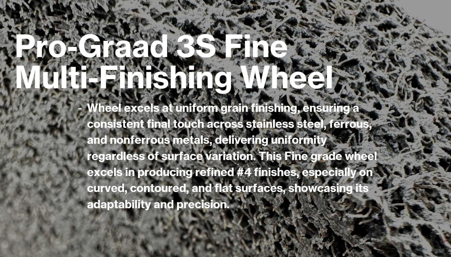 Pro-Graad Multi-Finishing Wheel – 6” x 2” x 1” 3S Fine Grit Silicon Carbide - Stainless Steel Finishing Convolute Wheel – for #4 Finish - 1 Pack
