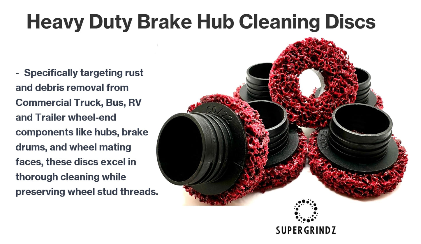 6 Pack 2-1/2” 60mm x 22mm XL Heavy Duty Brake Hub Cleaning Pads for Commercial Truck, Bus, RV, Trailer Brake Drum, Rotor, Compatible with Pro-Graad XL, Counteract HBCR22, HBCTK-22 Hub Pro XL