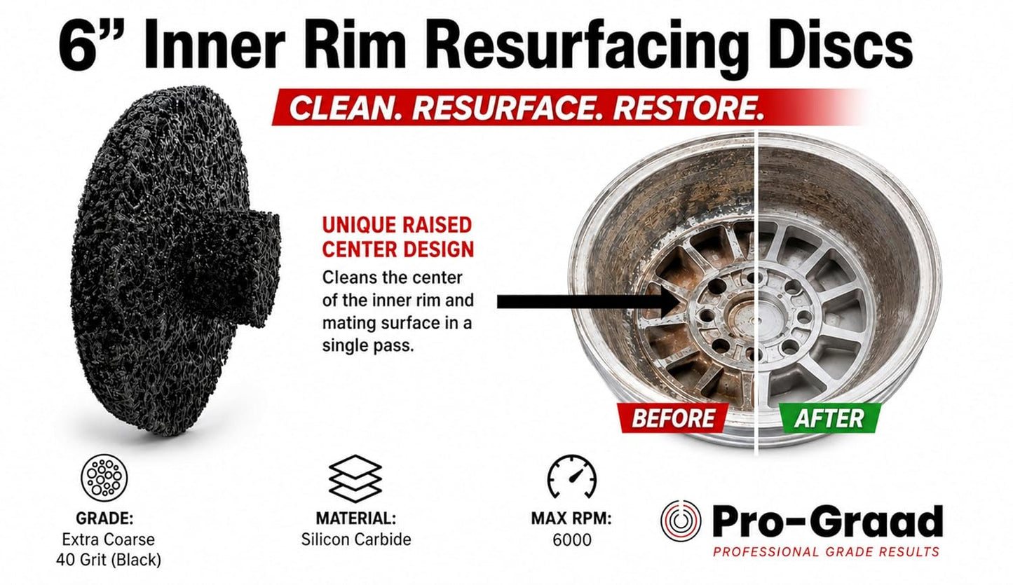 Pro-Graad 433 508  6 inch Replacement Discs for Inner Rim Cleaner, Compatible Fit Mueller-Kueps 433 507 & 6” Professional Brake & Wheel Hub Cleaning Tools, 2 Pack