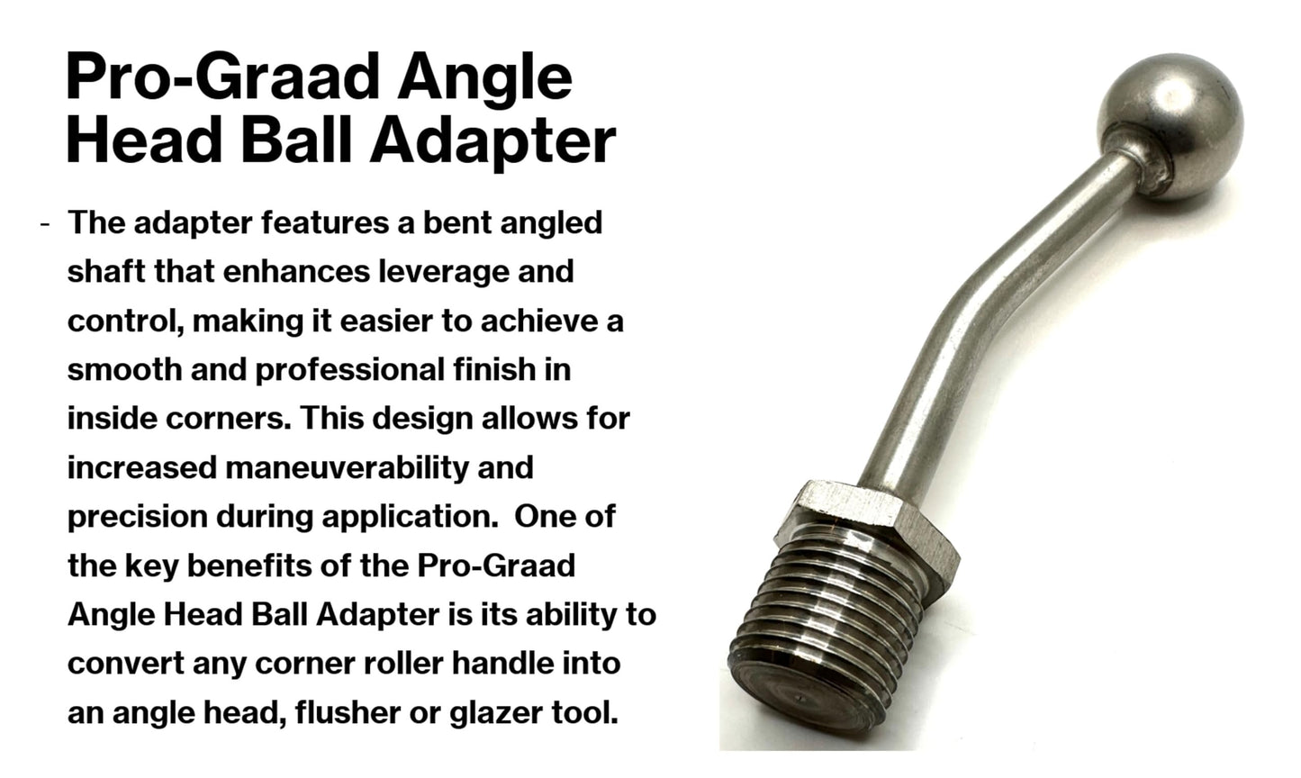 Pro-Graad Angle Head Ball Adapter - Fits TapeTech, Columbia, Level 5, Drywall Master, NorthStar, Platinum, TapeWorm, BlueLine  - Converts Corner Roller Handle to Angle Head/Corner Finisher Handle