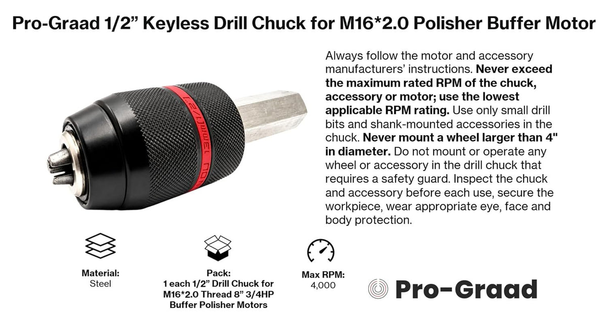 1/2" Keyless Drill Chuck for 8" 3/4 HP Import Buffer Polisher Motors