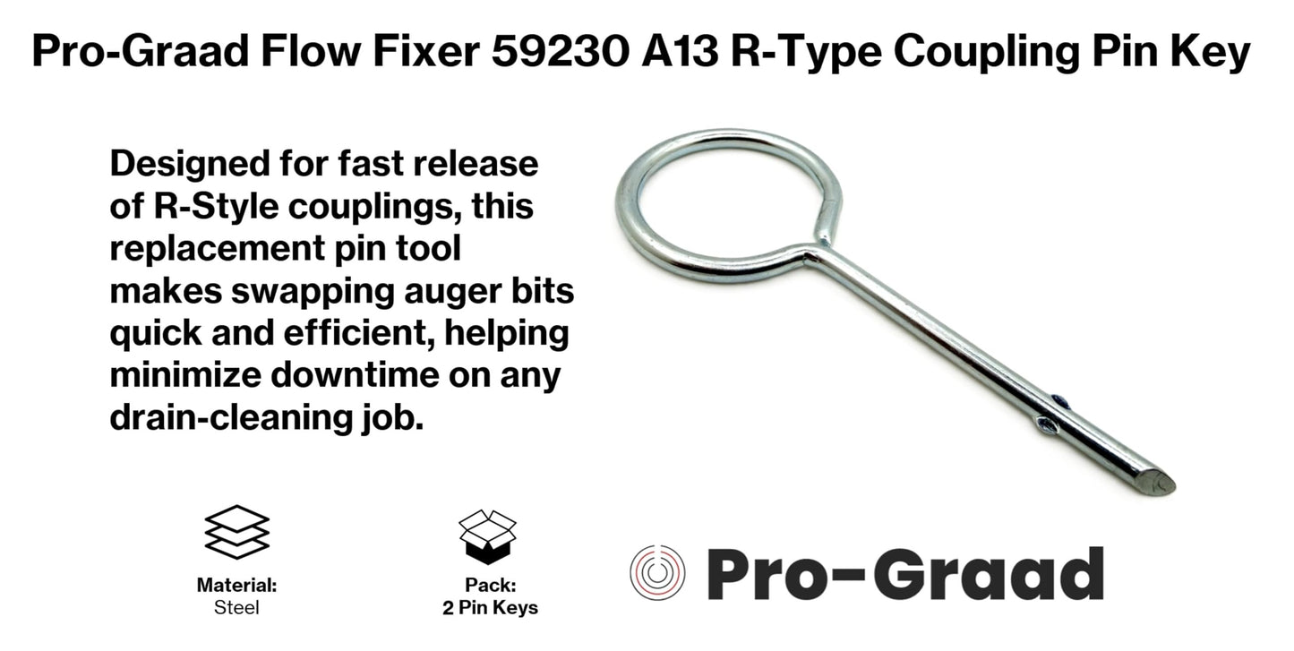 Pro-Graad Flow Fixer 2 PACK A13 59230 Replacement Coupling Pin Key – Fits Ridgid K-400 K-50 K-3800 K-60SP K6200 C8 Drain Cable R Style Couplers, Compatible R-Type 5/8” Drain Auger Coupler Pin Tool