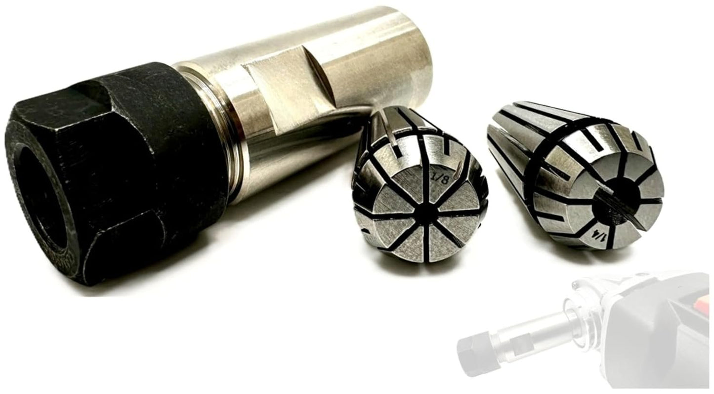 SuperGrindz 5/8”-11 Thread Angle Grinder Extension Shaft Set, Grinder Adapter with 1/4” & 1/8” Collets, Rotary Tool Conversion for Metalworking Woodworking, Fits 5/8-11 Threaded Angle Grinders