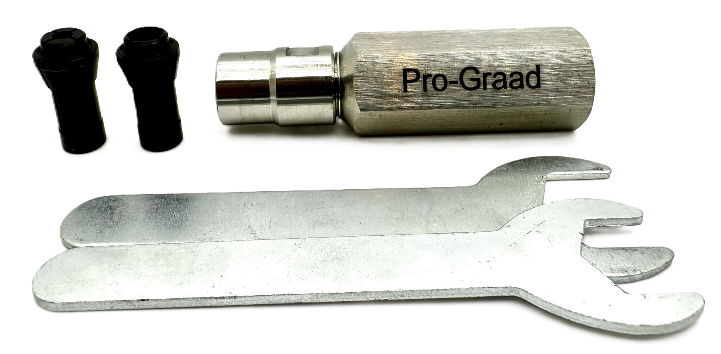 Pro-Graad Angle Grinder Flapper Adapter | 3-3/8” Extended Reach 5/8”-11 Thread Rotary Tool Adapter with 1/8” & 1/4” Collets | Converts Angle Grinders for Grinding, Sanding, Polishing, Cutting