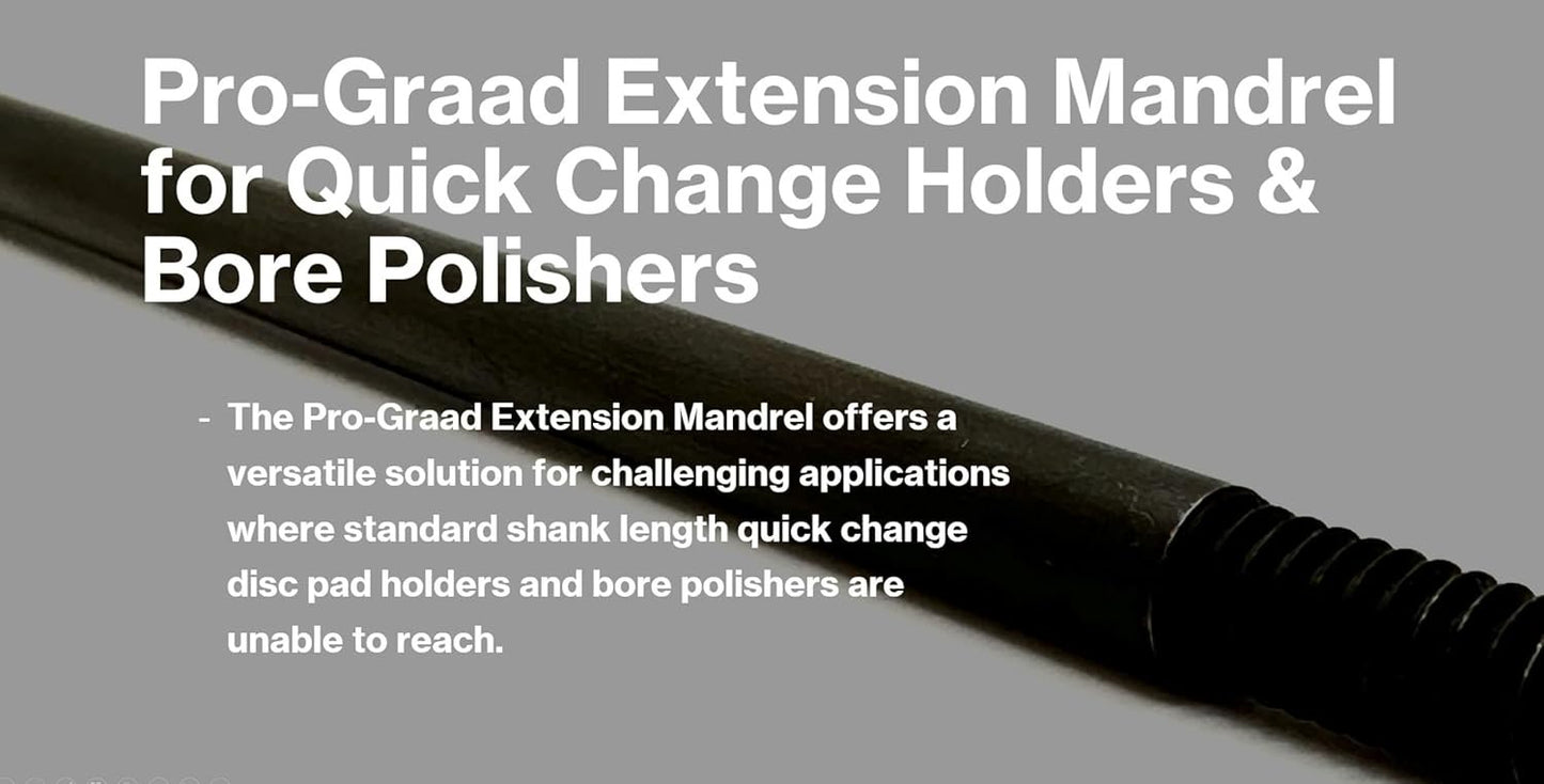 Pro-Graad EM-1410 10” Extension Shank for Quick Change Disc Pad Holders & Bore Polishers, 1/4" Shank Mandrel x 10" Overall Length, 1/4"-20 Thread Size, Compatible with Roll Lock, TR, TS Holders