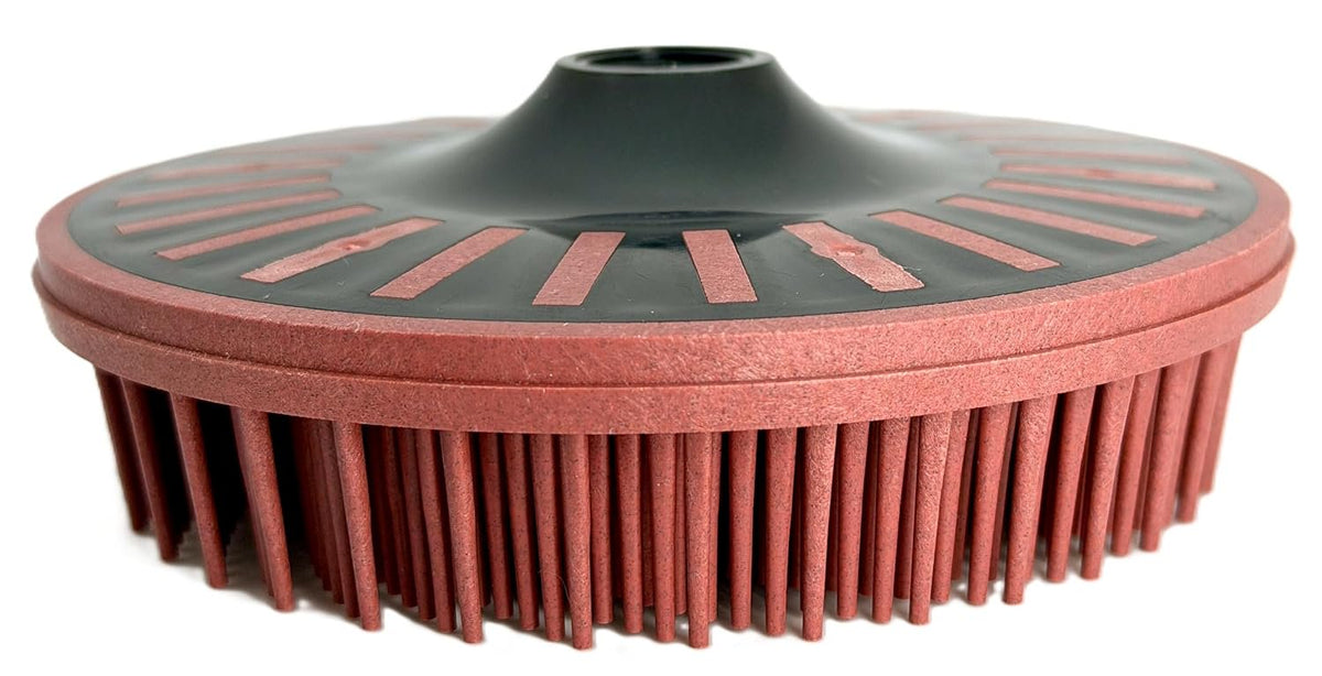 Pro-Graad 4-1/2” x 5/8”-11 220 Grit Red Bristle Disc, Ceramic-Aluminum Oxide for Fine Cleaning, Blending, Light Deburring & Pre-Polishing Metal/Wood/Plastic, Fast-Change Hub, 1-Pack