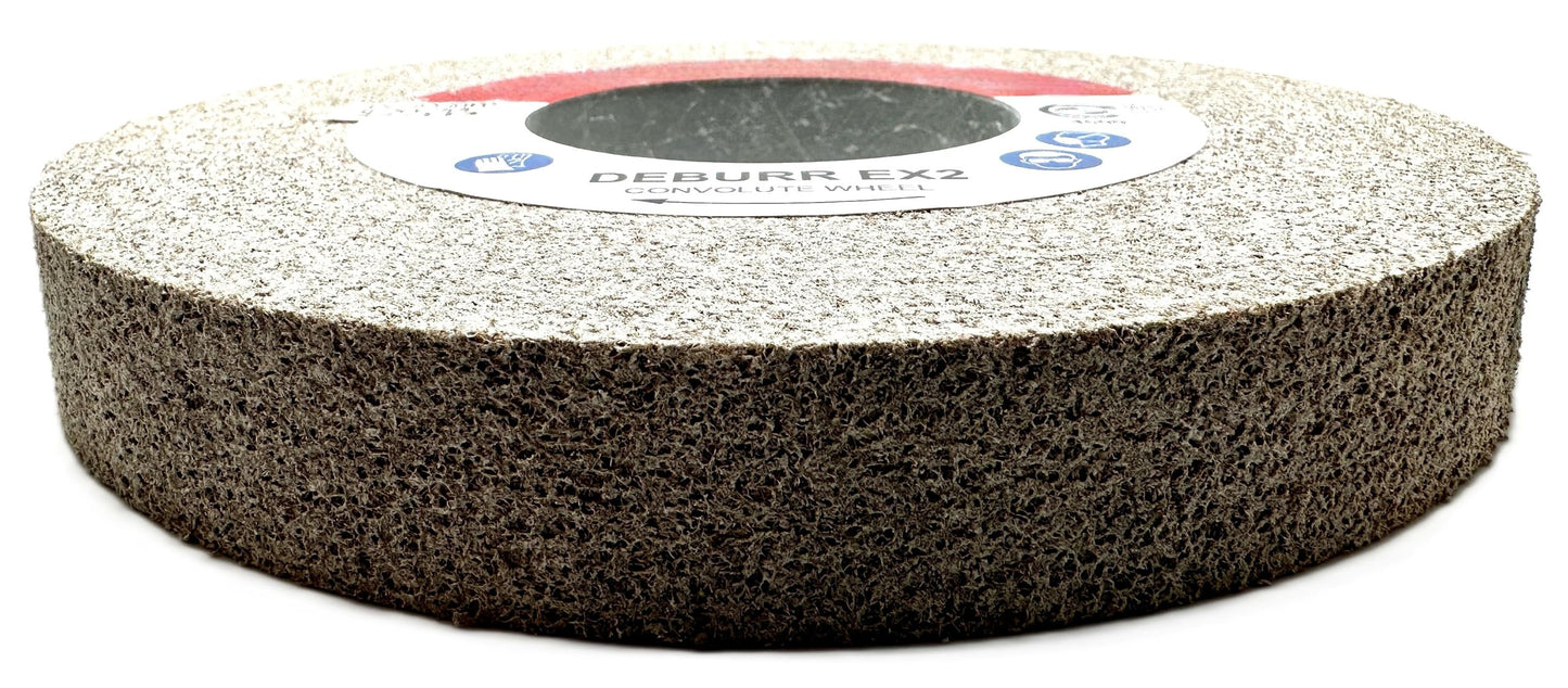 Pro-Graad EX2 Convolute Deburring Polishing Wheel - 8" x 1" x 3" 8A Medium Grit Aluminum Oxide - Extra Durable - Metal Deburring, Finishing and Polishing Wheel - Convolute - 17219 - (1 Pack)