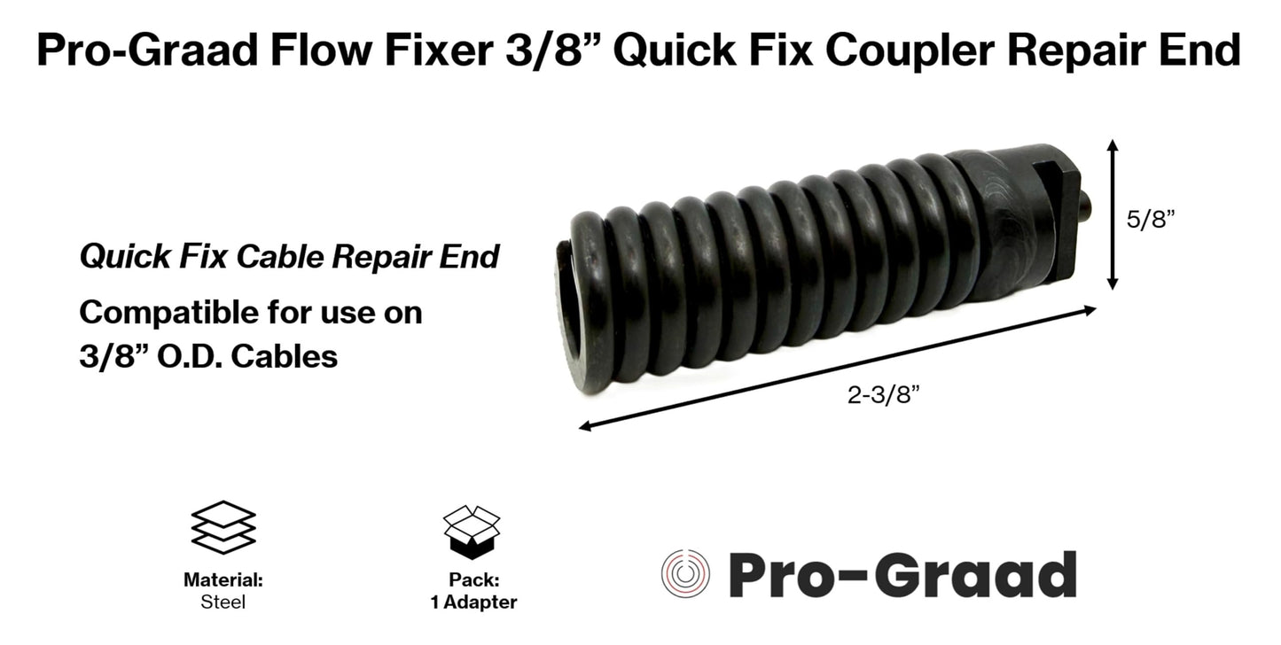 Pro-Graad Flow Fixer 91037 IW Cable Repair Coupling 3/8-Inch Compatible Fit RIDGID Drain Cleaning Cable End, 3/8” Sewer Cable Quick-Fix Coupler Cable Repair (1 Pack)