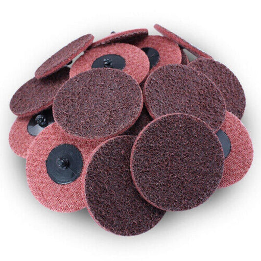 Pro-Graad 3" Quick Change Non-Woven Nylon Surface Conditioning Discs for Deburring Sanding Blending Polishing Paint Removal with Male R-Type Backing Use with Die Grinder - Red (Medium) - (25 Pack)