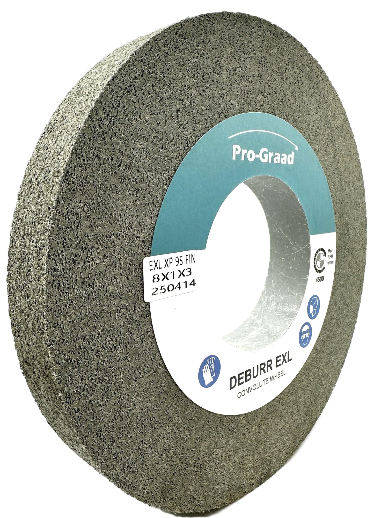 Pro-Graad EXL XP Convolute Deburring Polishing Wheel - 8" x 1" x 3" 9S Fine Silicon Carbide - Professional Grade - Metal Deburring, Finishing and Polishing Wheel – 60307 - 1 Pack
