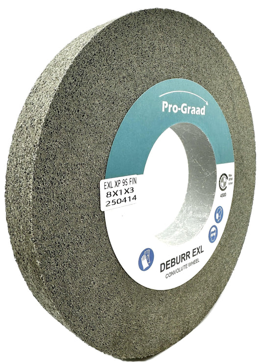 Pro-Graad EXL XP Convolute Deburring Polishing Wheel - 8" x 1" x 3" 9S Fine Silicon Carbide - Professional Grade - Metal Deburring, Finishing and Polishing Wheel – 60307 - 1 Pack