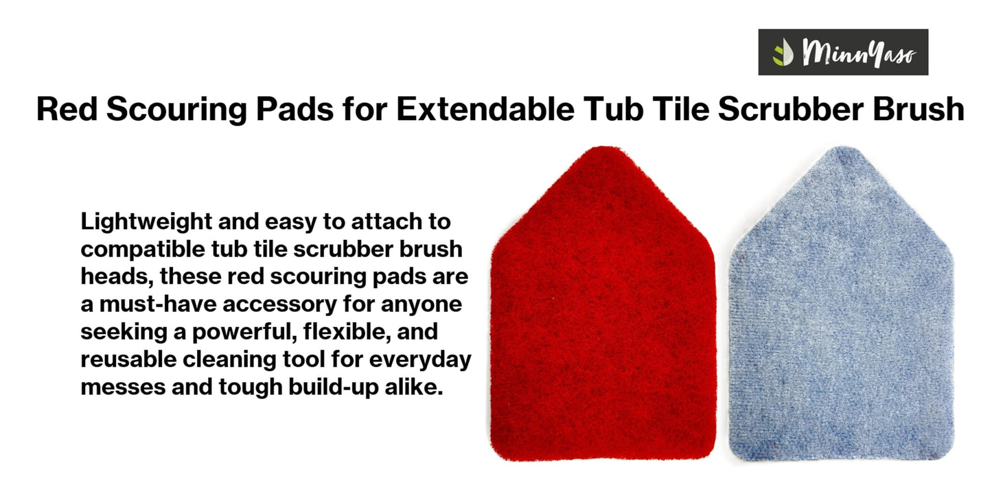 Red Scouring Pads 5 Pack, Fit Extendable Tub Tile Scrubber Brush, Scrub Pads Refill Replacement Pads for Cleaning Bathroom Kitchen Toilet Tile Sink, Compatible with Moku, Yocada, Cleanhome & Others