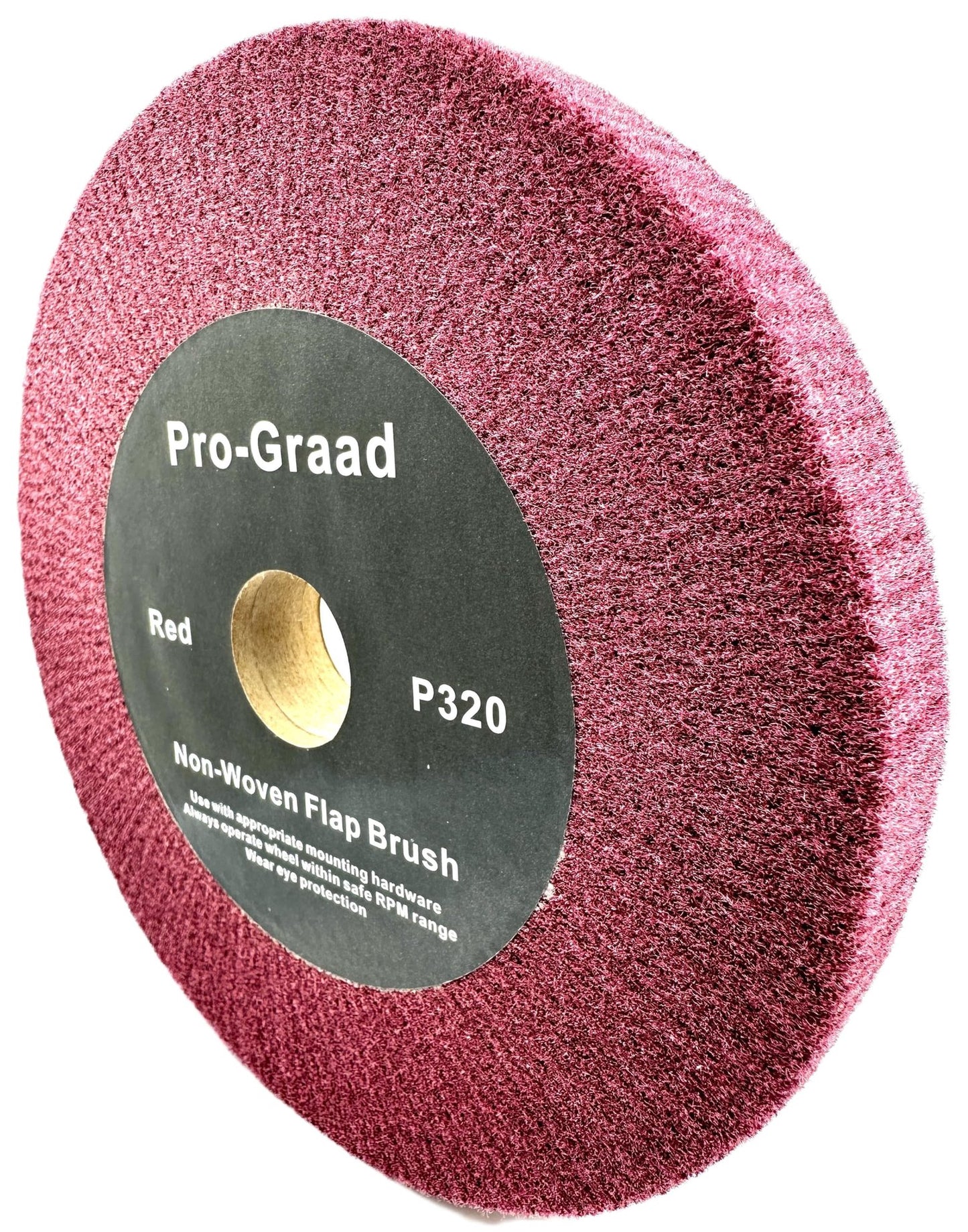 Pro-Graad 8” x 1” x 1-1/4” Arbor Red Bench Grinder Polishing Wheel, 320 Grit, Tight Weave, Great for refurbishing golf clubs and metal, Non-Woven Wheel for Copper, Metal, Finishing, and Burnishing