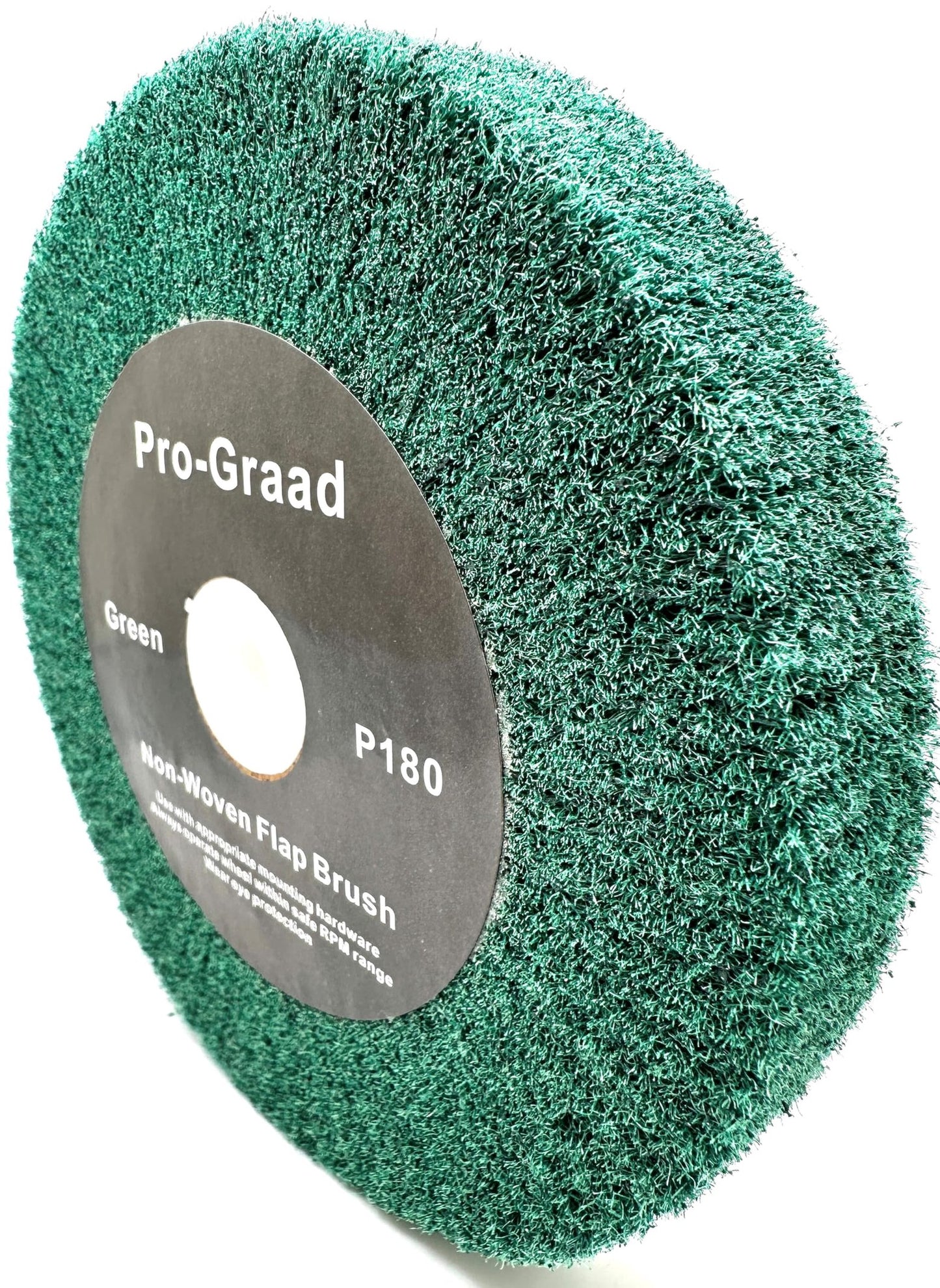 Pro-Graad 6” x 1” Green 180 Grit Non-Woven Bench Grinder Polishing Burnishing Satin Finishing Flap Brush Wheel for Aluminum Copper Metal Golf Club Refurbishing, Compatible for 1/2”, 5/8”, 3/4" Arbor