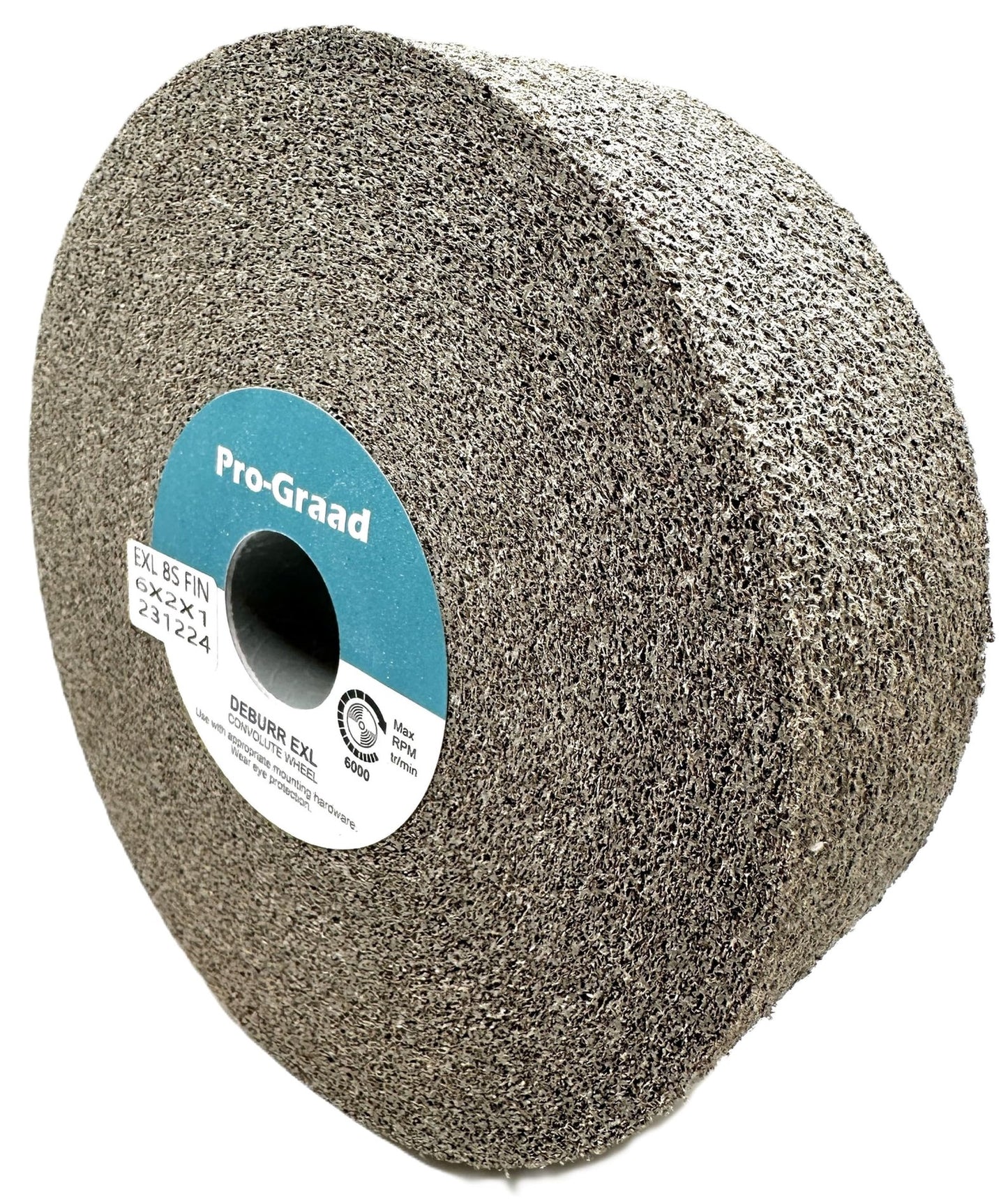 Pro-Graad EXL Deburring Wheel - 6" x 2" x 1" 8S Fine Grit - Silicon Carbide - Metal Deburring, Finishing and Polishing Wheel - Convolute - 09550 - (1 Pack)