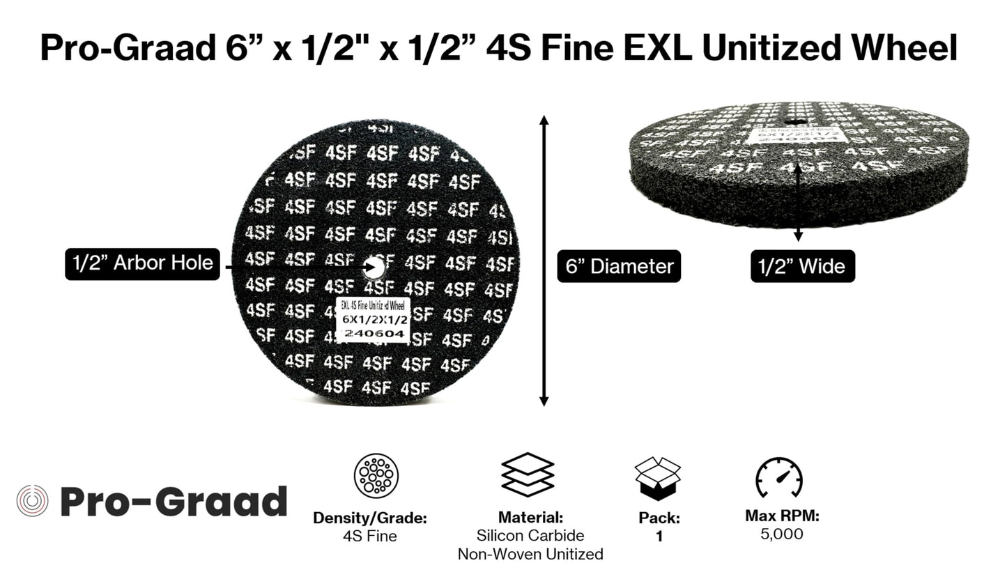 Pro-Graad EXL Unitized Wheel, Silicon Carbide, 6" Diameter x 1/2" Wide x 1/2" Arbor, 4S Fine | 15849 | (Pack of 1)