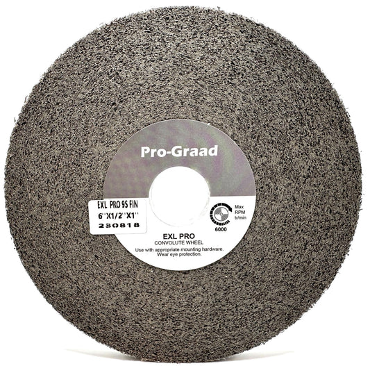 Pro-Graad EXL PRO Convolute Deburring Polishing Wheel - 6" x 1/2" x 1" 9S Fine Silicon Carbide - Professional Grade - Metal Deburring, Finishing and Polishing Wheel - 94904 - 1 Pack
