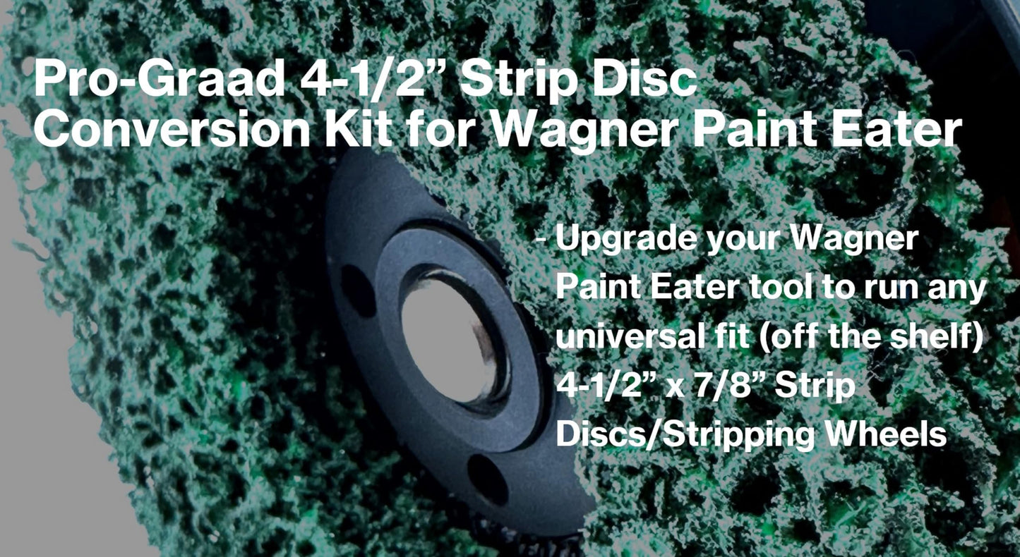 Universal Strip Disc Conversion Kit for Wagner PaintEater - Pro-Graad Adapter with Lock Nut & Wrench - Upgrade for 4.5” x 7/8” Stripping Wheel Compatibility (Conversion Kit with Wrench)