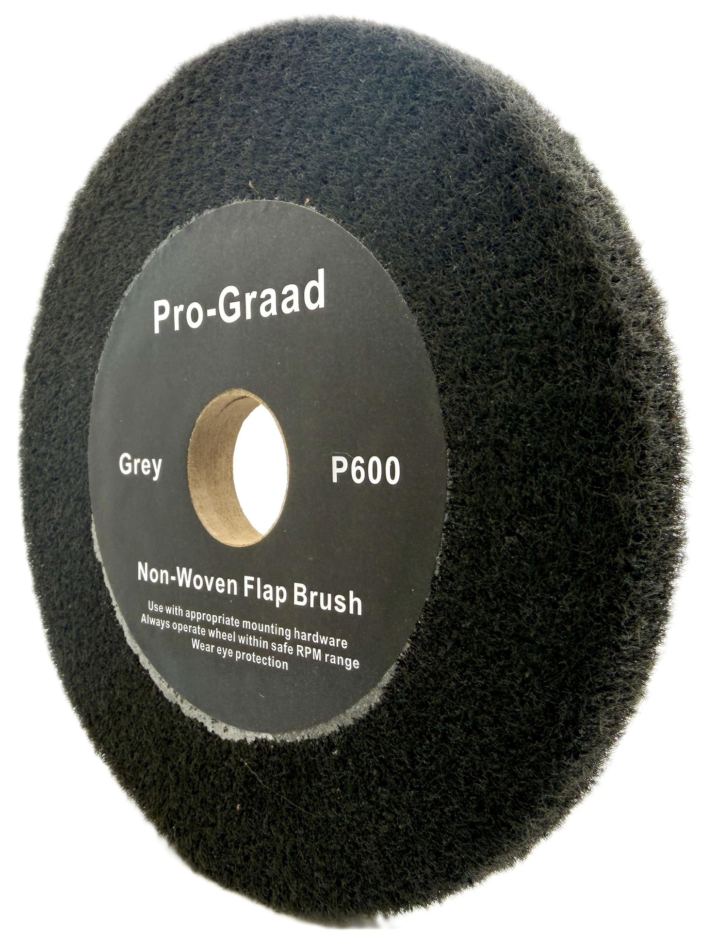Pro-Graad 6” x 1/2” Grey 600 Grit Non-Woven Bench Grinder Polishing Burnishing Satin Finishing Flap Brush Wheel for Aluminum Copper Metal Golf Club Refurbishing, Compatible for 1/2”, 5/8”, 3/4" Arbor