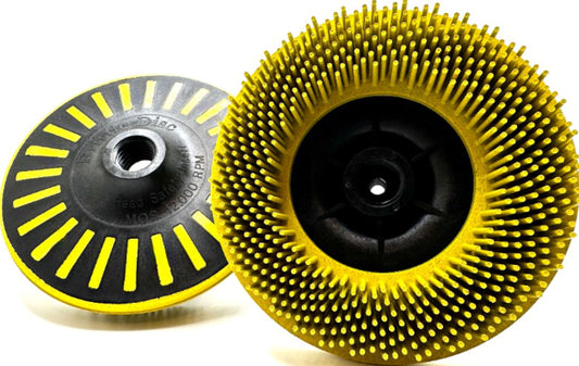 Pro-Graad 4-1/2” x 5/8”-11 80 Grit Yellow Bristle Disc | Ceramic-Aluminum Oxide Abrasive Bristle Disc with 5/8”-11 Fast Change Hub | Remove Coatings Paint Rust Contaminants Weld Burn | Pack of 1