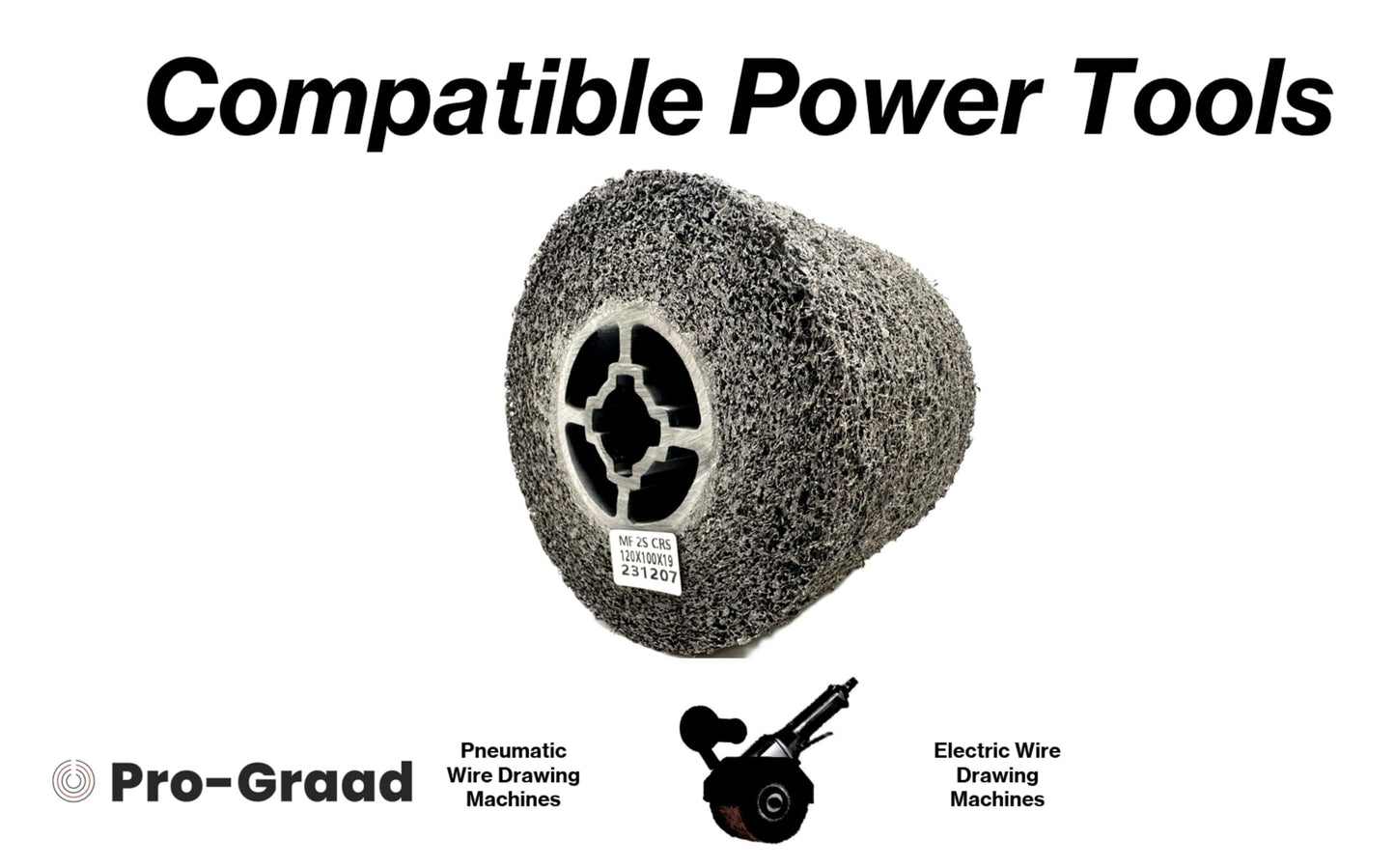 Pro-Graad Multi-Finishing Wheel 2S Coarse – 4.5” x 4” x 3/4” Quad Keyway (120x100x19mm) Silicon Carbide – for #3 Finish on Stainless Steel - Finishing Convolute Burnishing Abrasive Drawing Wheel Drum
