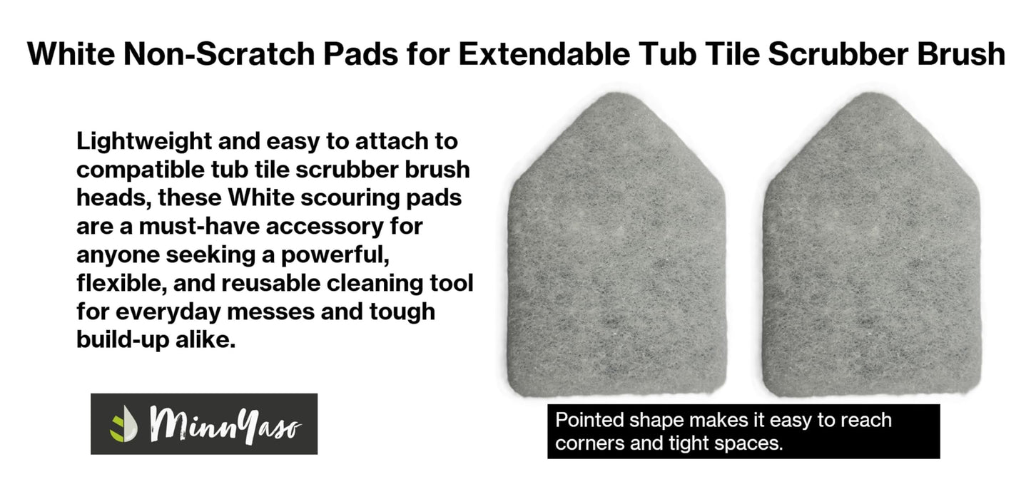 White Non-Scratch Scouring Pads 5 Pack, Fit Extendable Tub Tile Scrubber Brush, Scrub Pads Refill Replacement Pads for Cleaning Bathroom Kitchen Toilet Tile, Compatible with Moku, Yocada, Cleanhome