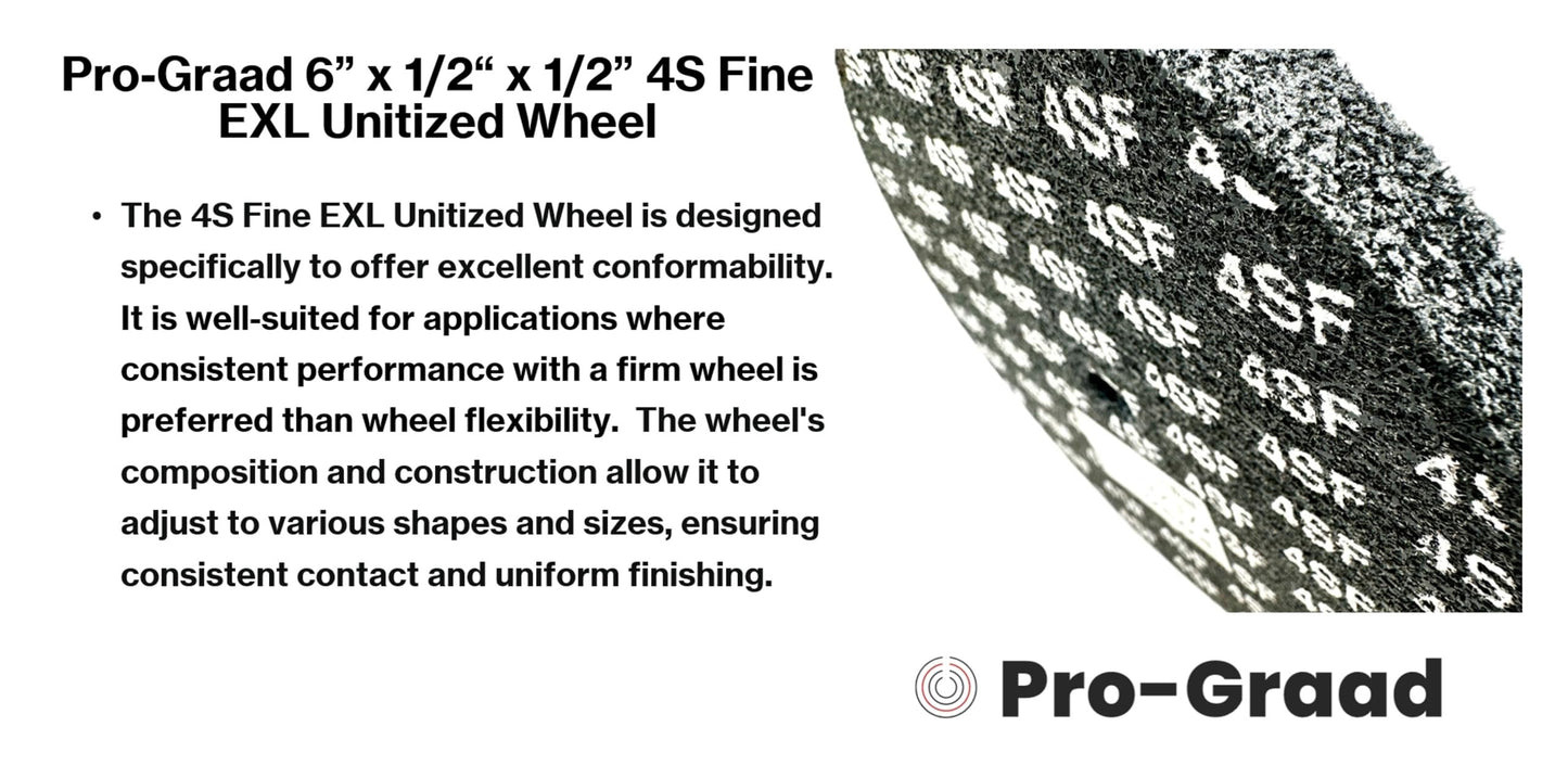 Pro-Graad EXL Unitized Wheel, Silicon Carbide, 6" Diameter x 1/2" Wide x 1/2" Arbor, 4S Fine | 15849 | (Pack of 1)