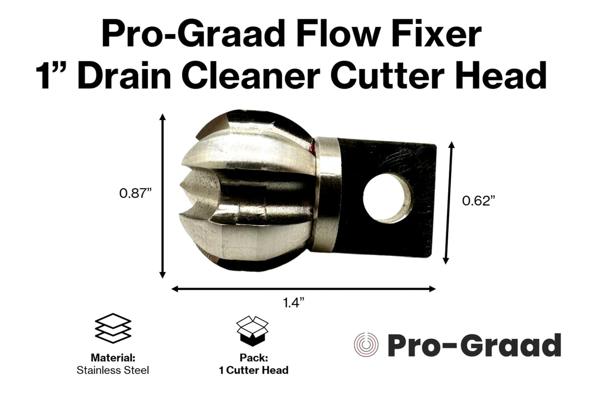 Pro-Graad Flow Fixer Drain Cleaner Plumbing Snake Cutter Head