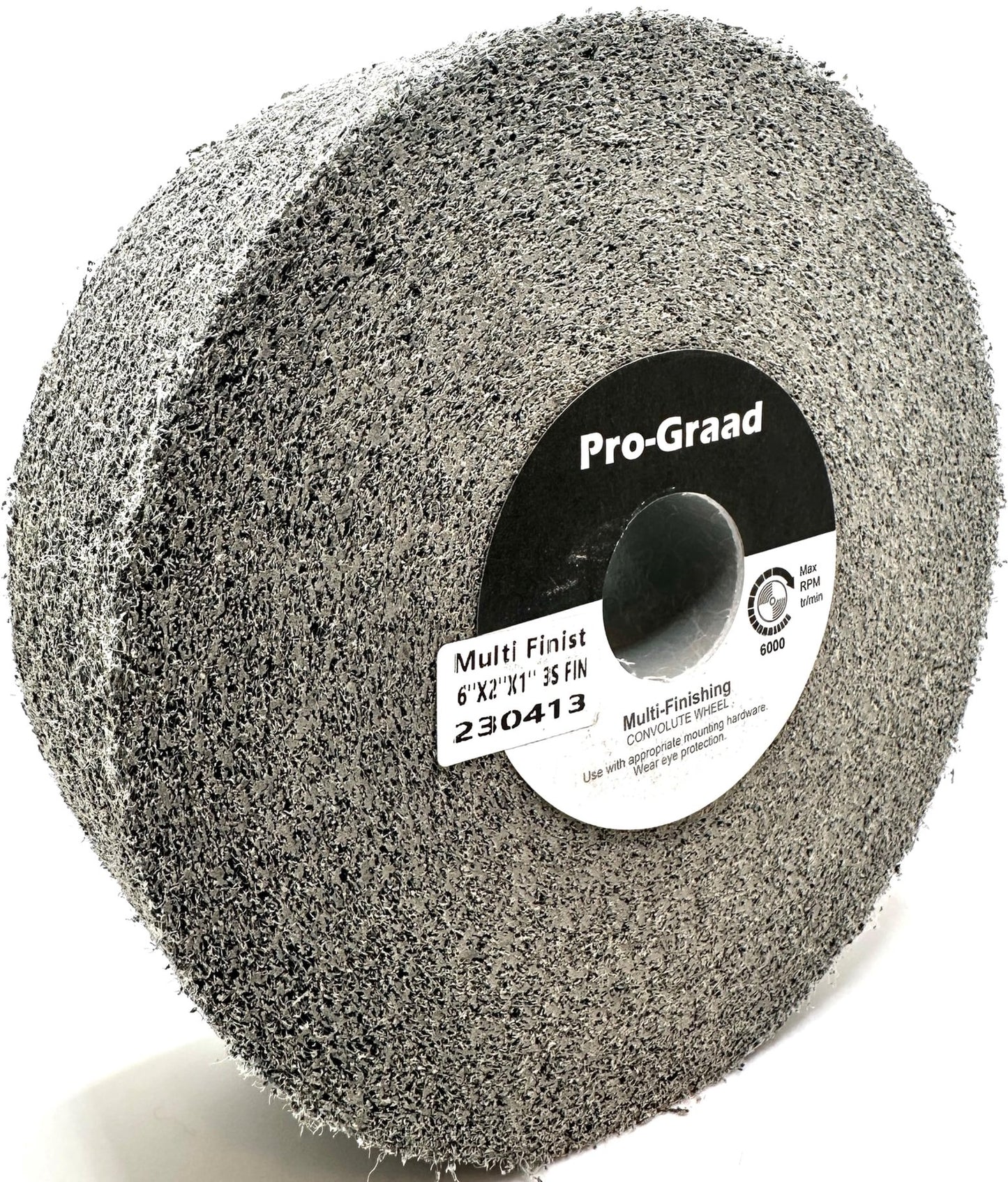Pro-Graad Multi-Finishing Wheel – 6” x 2” x 1” 3S Fine Grit Silicon Carbide - Stainless Steel Finishing Convolute Wheel – for #4 Finish - 1 Pack