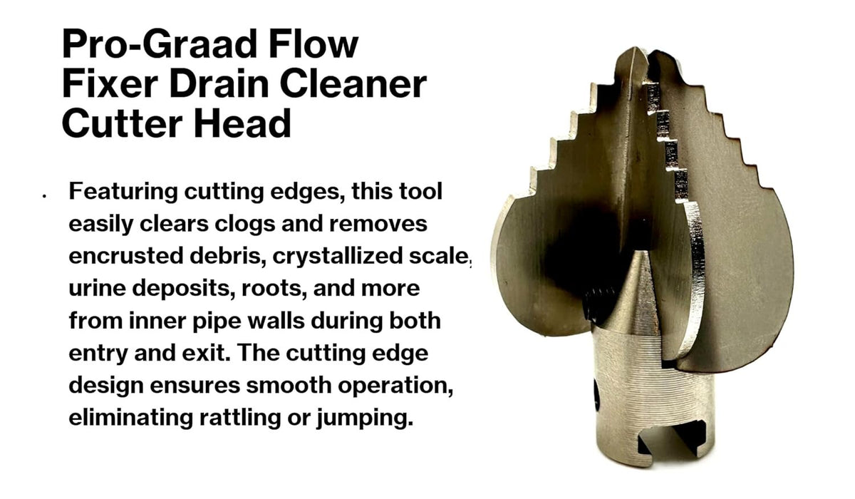 Pro-Graad 1-1/2” Spear Cutter Flow Fixer Drain Cleaner Plumbing Snake Head for 1-3/4” – 3” Pipes, Clears & Scrapes Walls, Compatible with K-400, C-4, C-6, C-7, C-8 & C-9, Commercial & Residential Use