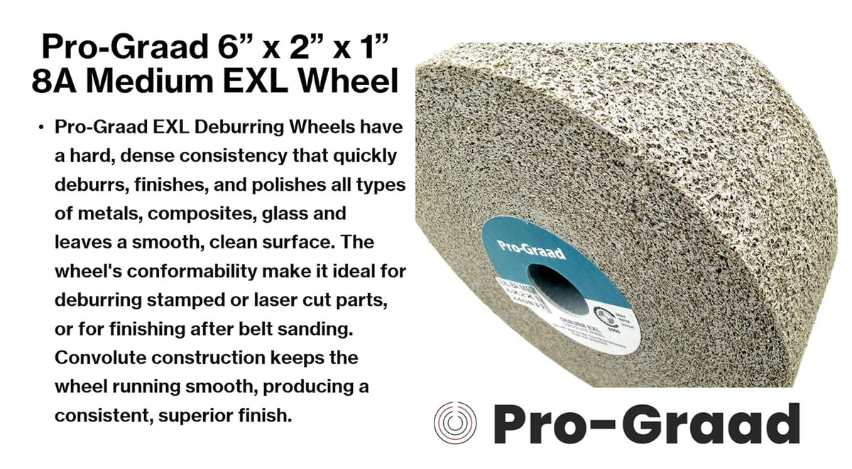 Pro-Graad EXL Deburring Wheel - 6" x 2" x 1" 8A Medium Grit - Aluminum Oxide - Metal Deburring, Finishing and Polishing Wheel - Convolute - 13618 - (1 Pack)