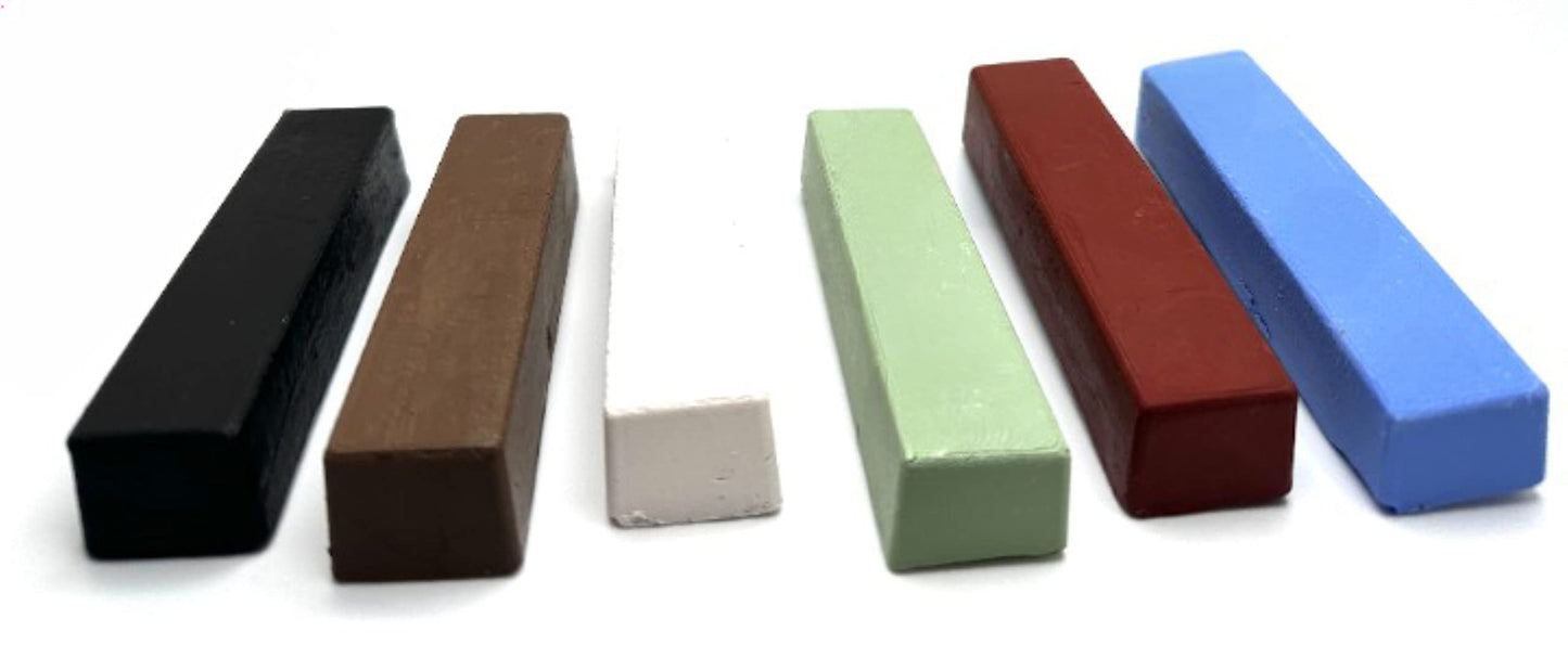 Pro-Graad Metal Polishing Compound Kit 24oz - 6 pc Buffing Compound Bars 4 oz each. Set includes: Black Emery Compound, Brown Tripoli, White Rouge, General Green, Red Jewelers Rouge, All Purpose Blue