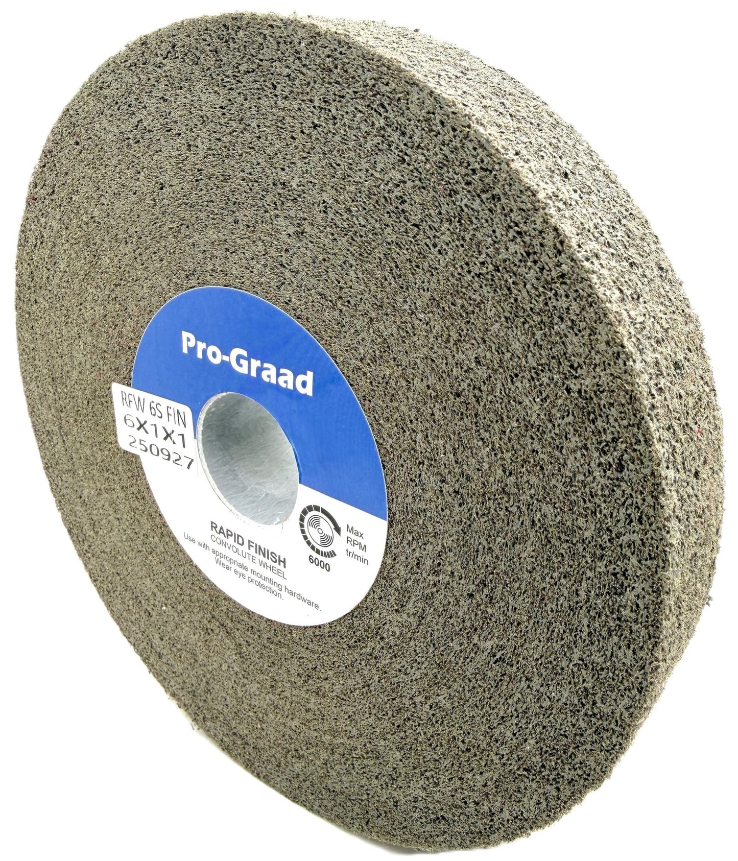 Pro-Graad 1 Pack 6” x 1” x 1” 6S Fine Series 1000 RF Long Life Convolute Deburring, Finishing & Polishing Wheel, Includes Adapter for use on 3/4 5/8 1/2 inch Shaft Sizes, Pack of 1