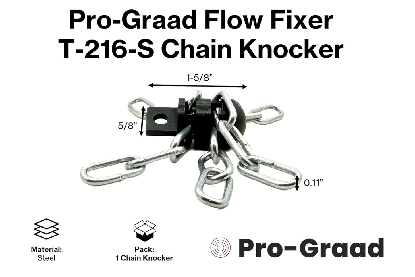 Pro-Graad FlowFixer T-216-S 2" Chain Knocker Drain Cleaning Head Slotted Connector | Heavy Scale Removal | Fits 3/8”, 1/2" or 9/16” Cables, Commercial & Residential Use