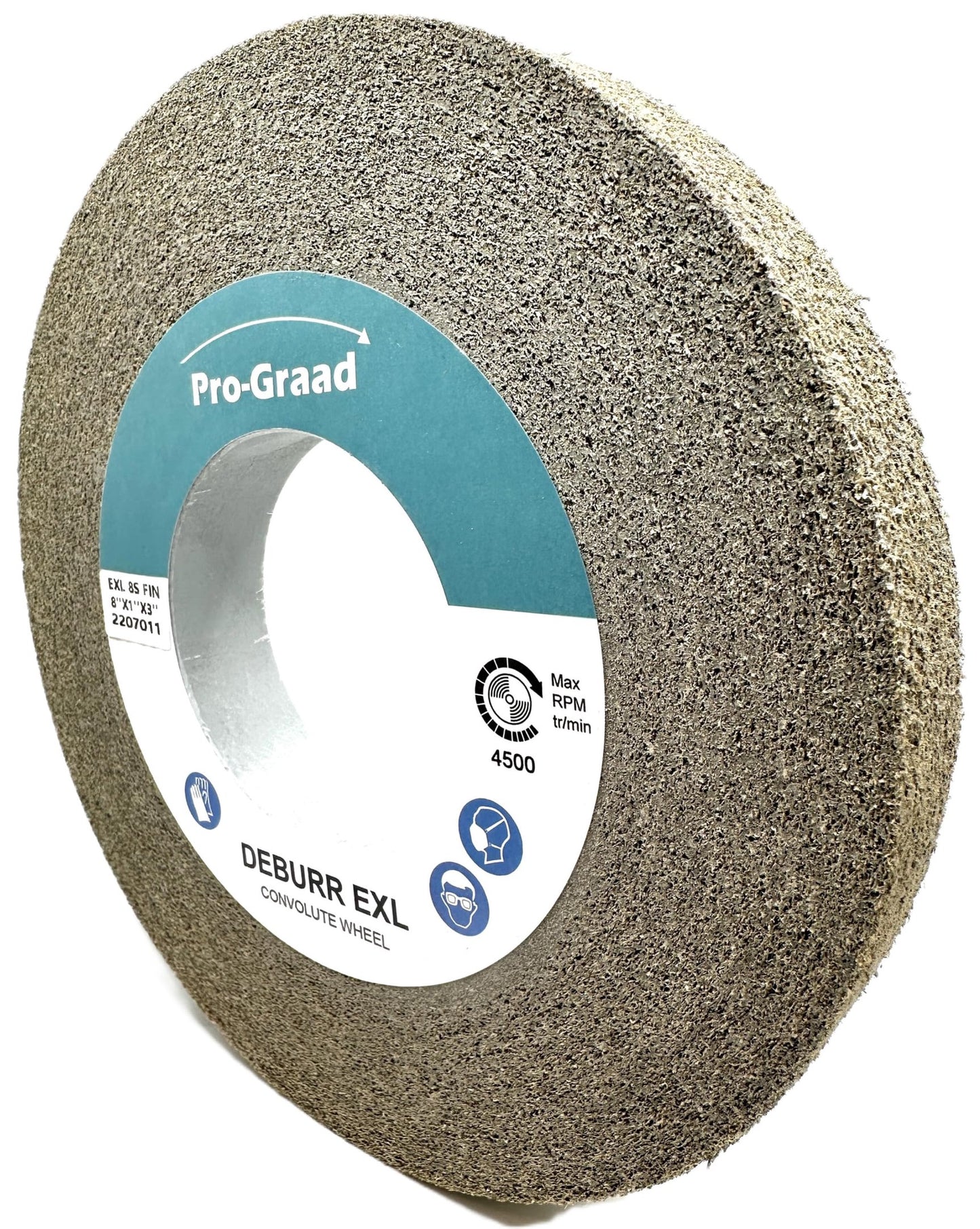 Pro-Graad EXL Deburring Wheel - 8" x 1" x 3" 8S Fine Grit - Silicon Carbide - Metal Deburring, Finishing and Polishing Wheel - Convolute - 09551 - (1 Pack)
