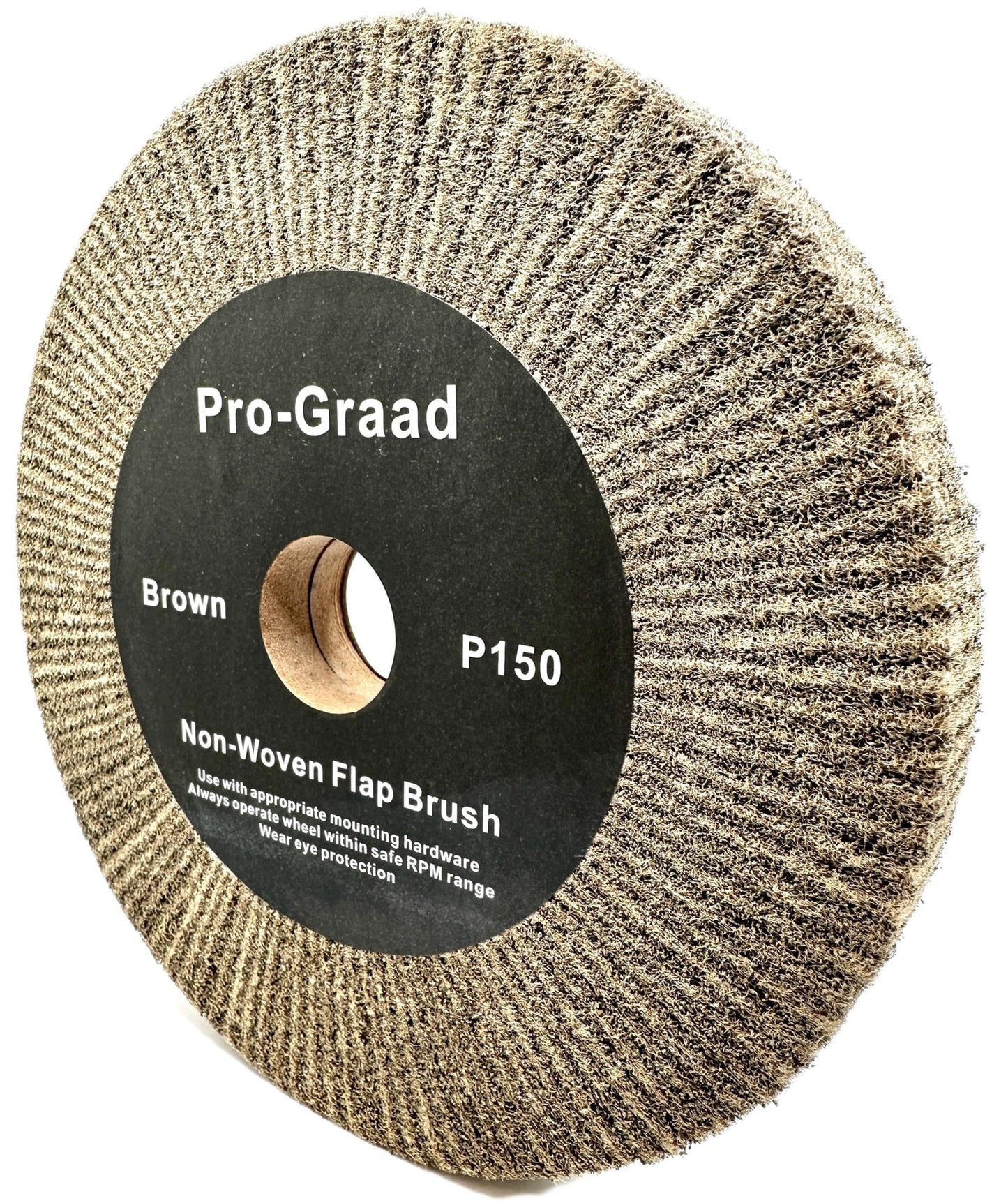 8” x 1” Brown P150 Cut & Polish Non-Woven Bench Grinder Polishing Burnishing Satin Finishing Flap Brush Wheel, Aluminum Copper Metal Golf Club Refurb, Compatible for 1/2”, 5/8”, 3/4" Arbor